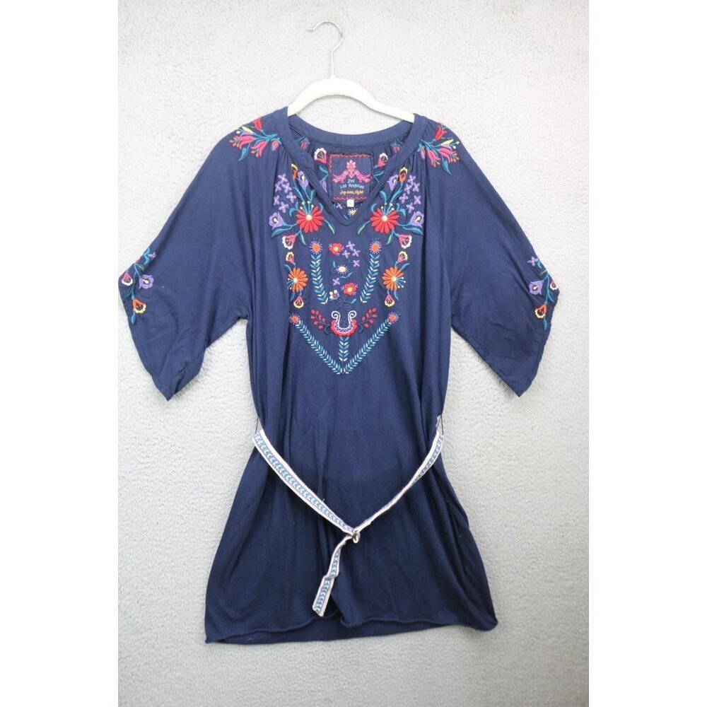 Johnny Was Joy, Love, Light Embroidered Belted Dress-Small-Boho-Whimsigoth